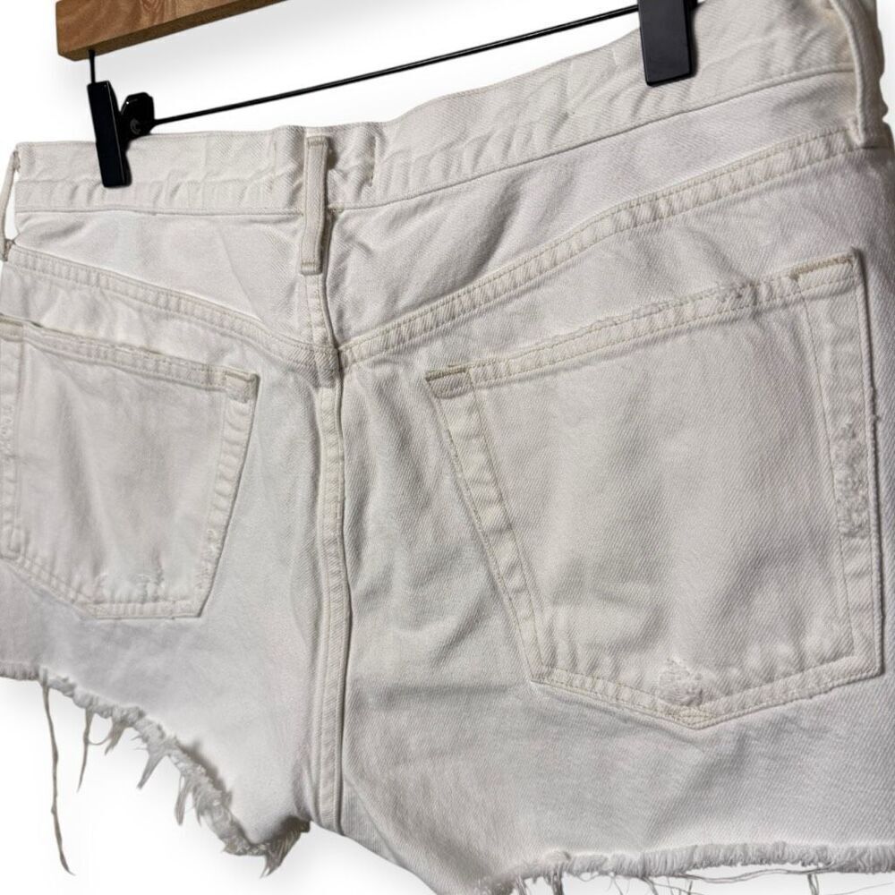 Agolde Parker Distressed White Raw Hem Denim Shorts 30 - Picture 4 of 9